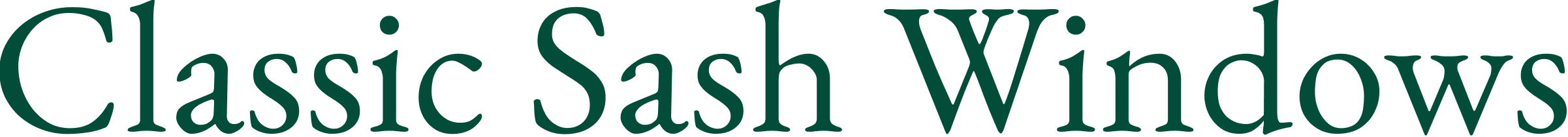Text reading “Classic Sash Windows” in green, serif font on a transparent background.
